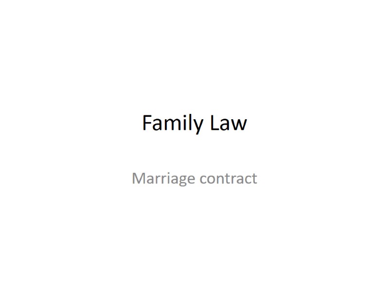 Family Law Marriage contract